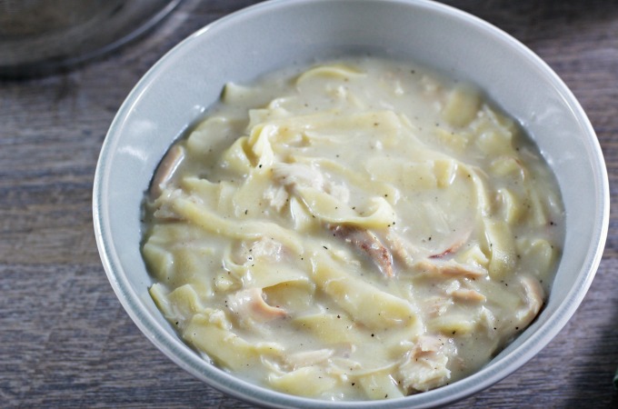 Chicken & Noodles is the ultimate comfort food! Easy, inexpensive and so delicious. You can use Reames or homemade egg noodles. Better than chicken soup!
