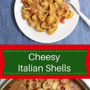 This Homemade Hamburger Helper Cheesy Italian Shells combines ground beef, pasta, tomatoes, tomato sauce and spices to make a healthier version of the dish.
