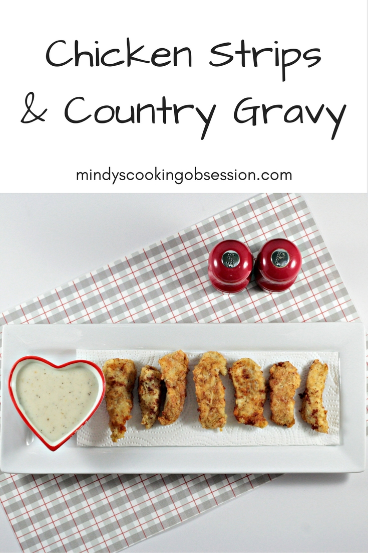 Chicken Strips & Country Gravy is classic comfort food. The chicken is juicy and tender and the gravy is smooth and creamy. This dish is a family favorite.