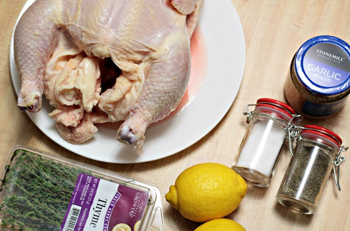 Lemon-Herb Roasted Chicken requires just a whole chicken, olive oil, lemon, herbs, garlic, salt and pepper, and is super easy and tastes delicious!