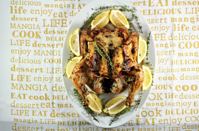 Lemon-Herb Roasted Chicken requires just a whole chicken, olive oil, lemon, herbs, garlic, salt and pepper, and is super easy and tastes delicious!