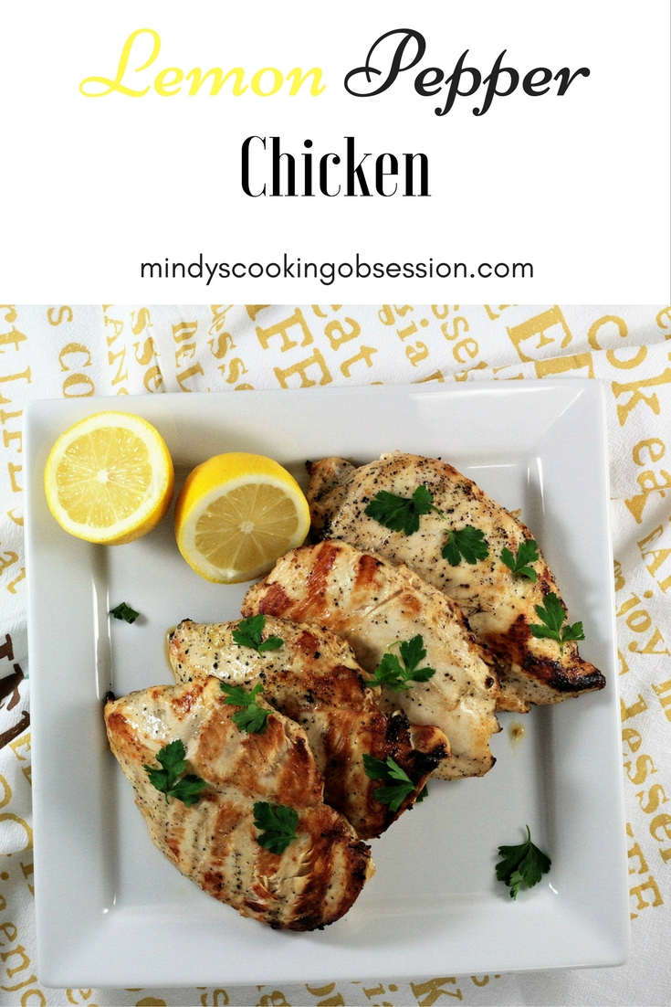 Lemon Pepper Chicken is tangy and peppery. A 6-ingredient lemon pepper marinade makes the chicken tender and juicy. Great cooked inside or grilled outdoors.