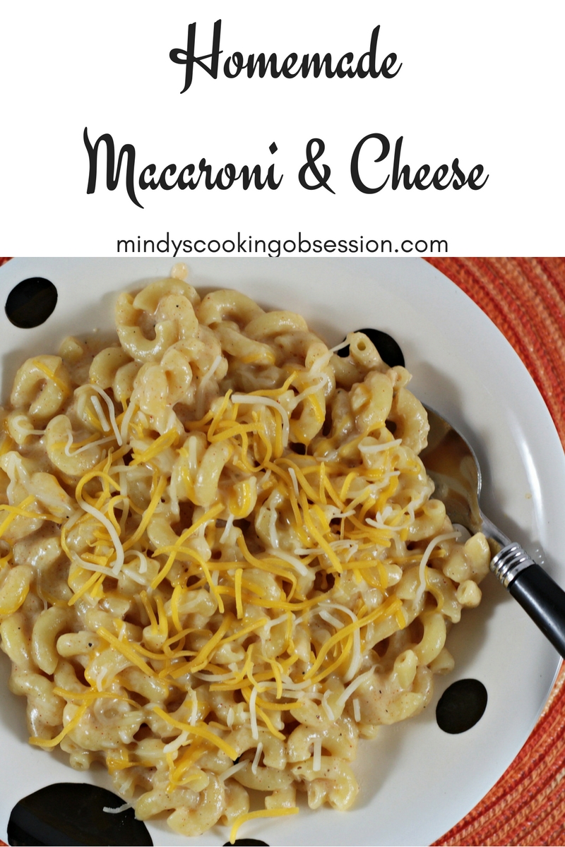 Homemade Macaroni & Cheese is a great alternative to the boxed kind. Much better for you, it is cheesy, creamy and delicious. Classic comfort food!