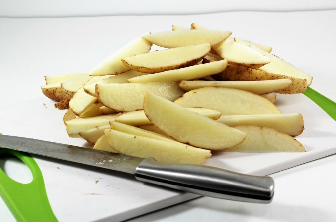 Potato Wedges are seasoned, drizzled with olive oil and then baked to perfection. They are easy to prepare and go great with beef, chicken, pork, or fish.