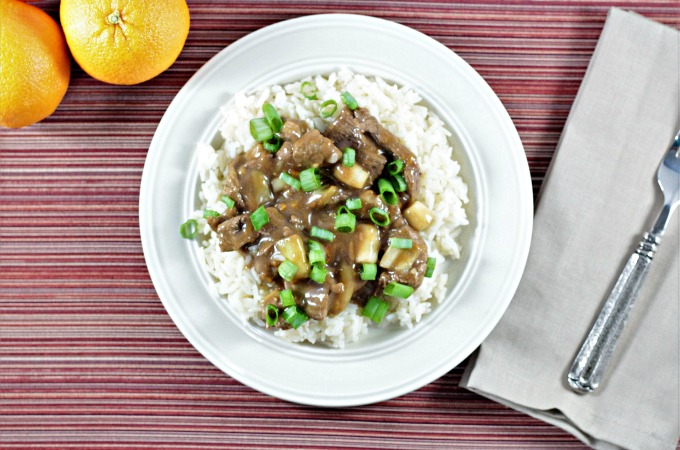 Spicy Orange Beef is light and healthy. Fresh orange juice and soy sauce are the base for the sauce. Crushed red pepper gives it a kick. Serve over rice.