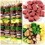 Teriyaki Beef Kabobs combine homemade 5-ingredient teriyaki sauce with beef, pineapple, zucchini, mushrooms, red onions, and bell pepper.