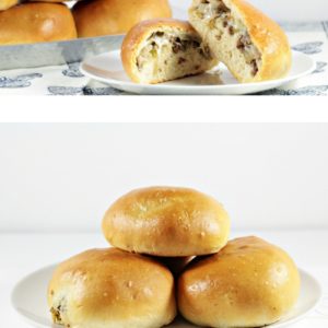 Bierocks are a soft yeast dough pastry sandwich filled with cabbage, ground beef, onion, and cheese. This dish is popular among the German community.