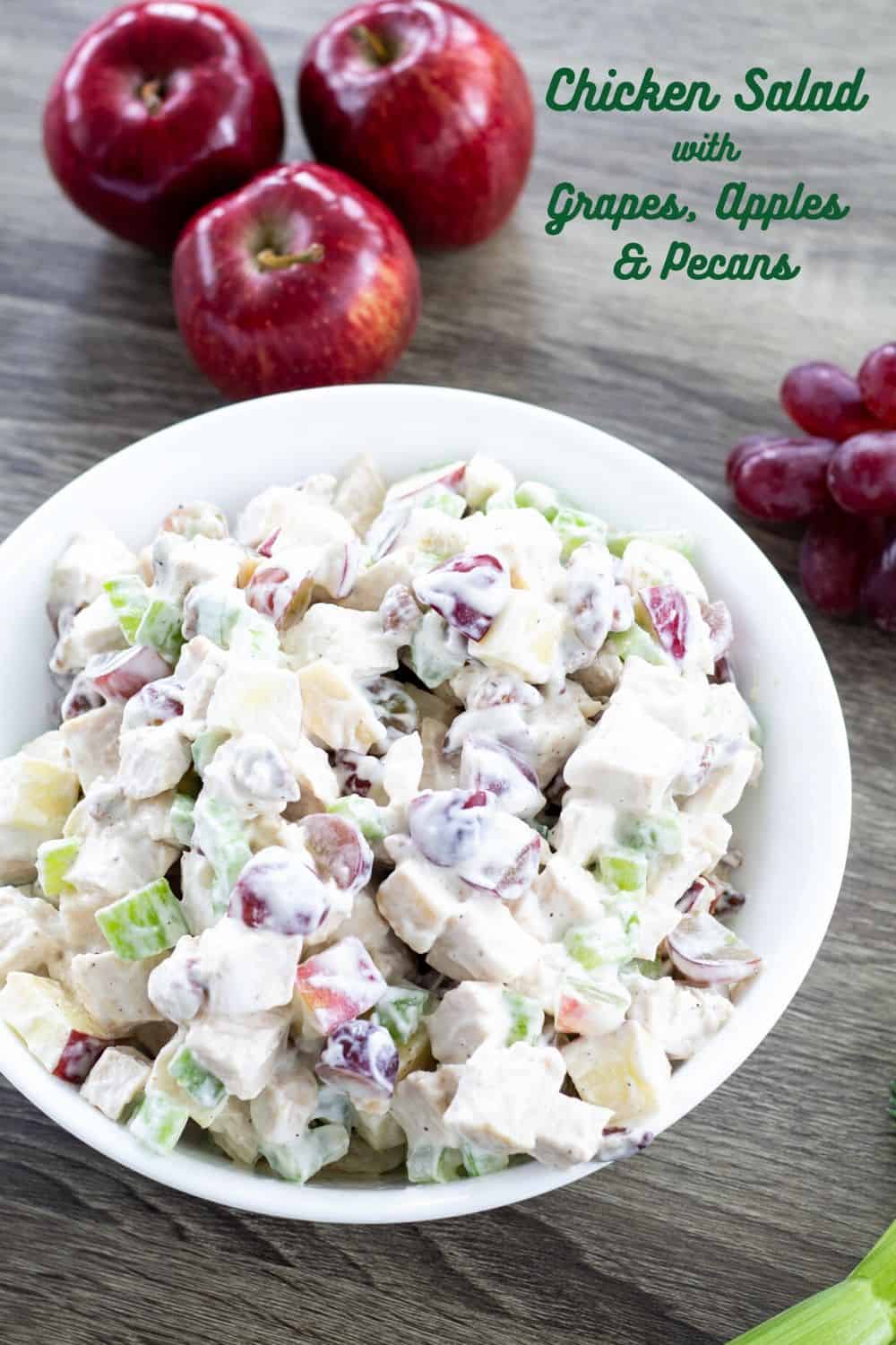 Arby’s Grilled Chicken & Pecan Salad (Copycat) features chicken, grapes, apples, celery, mayo, yogurt, salt, and pepper. It is healthy and delicious! #copycat #chickensalad #arbys  via @mindyscookingobsession