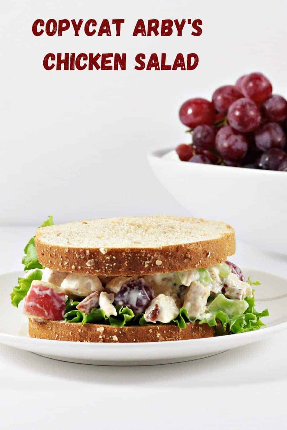 Arby’s Grilled Chicken & Pecan Salad (Copycat) features chicken, grapes, apples, celery, mayo, plain yogurt, salt, and pepper. It is healthy and delicious!
