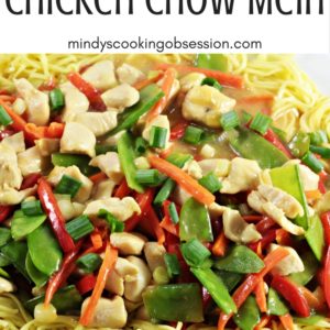 Lemon Drop Chicken Chow Mein combines chicken, chow mein noodles, fresh vegetables, soy sauce, garlic, and lemon drop candies. It is sweet and savory.
