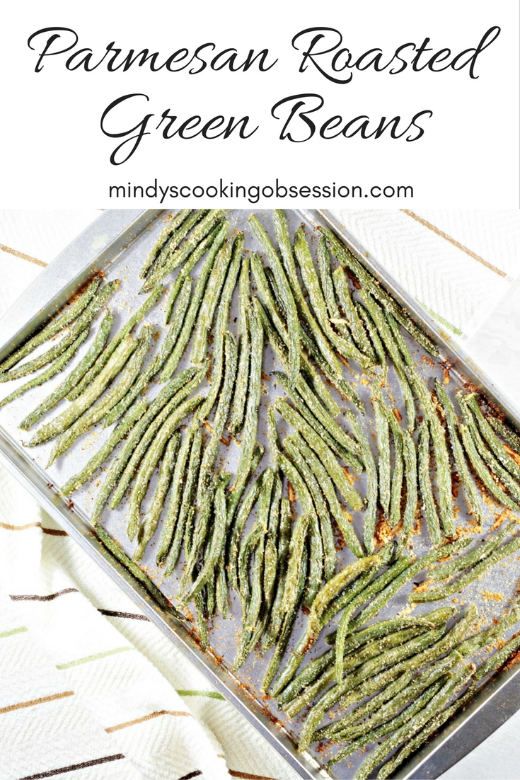 Easy Parmesan Roasted Green Beans are coated with a mixture of olive oil, bread crumbs, cheese, Italian seasoning, salt, and pepper. Simple and delicious!