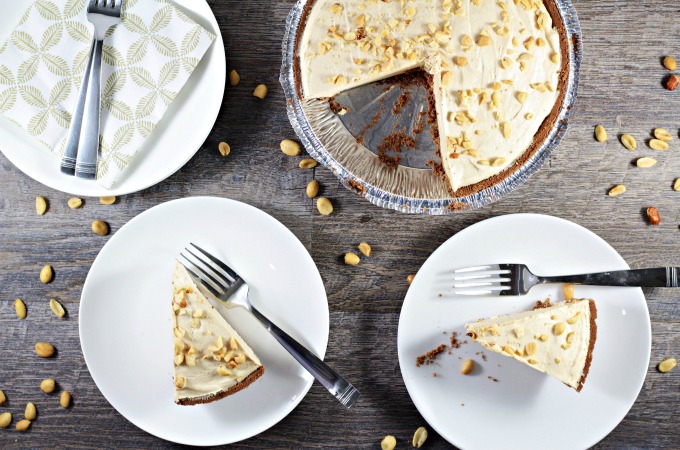 This 6 ingredient no bake Peanut Butter Pie features chocolate crust, Cool Whip, cream cheese, powdered sugar, chopped nuts and of course, peanut butter. 