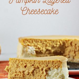 Pumpkin Layered Cheesecake has a shortbread crust with a layer of regular cheesecake and a layer of pumpkin cheesecake. So creamy and delicious!
