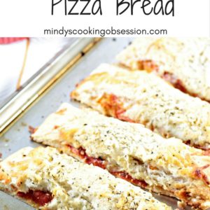 Pepperoni Stuffed Pizza Bread features premade crust, sauce, pepperoni, mozzarella & Parmesan cheese, Italian seasoning, and garlic powder. Easy and quick.