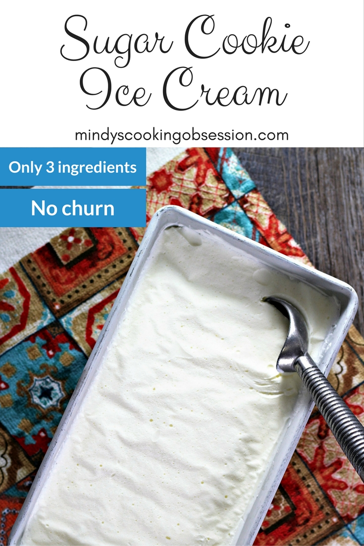 No churn Sugar Cookie Ice Cream only requires 3 ingredients; heavy cream, sweetened condensed milk and International Delight Creamer. Simple and delicious!