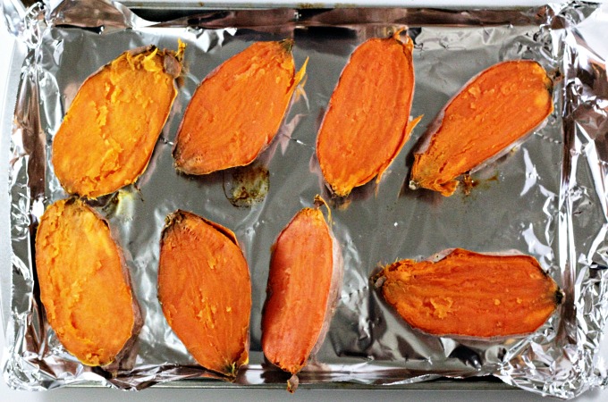 Twice Baked Sweet Potatoes only require 5 ingredients; butter, brown sugar, milk, mini marshmallows, and of course, sweet potatoes. Traditional and delicious!