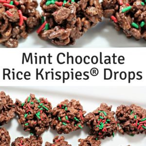 Mint Chocolate Rice Krispies® Drops combine rice cereal, mint chocolate morsels, and chocolate chips to make an easy treat for holiday or any occasion.