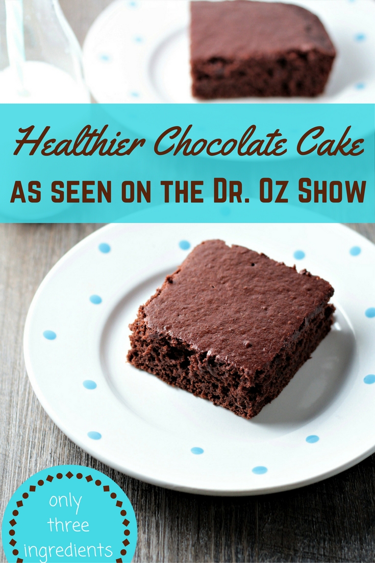 Healthier Chocolate Cake from Dr. Oz only requires 3 ingredients; boxed cake mix, Greek yogurt, and bananas. It is quick, easy, and healthy!