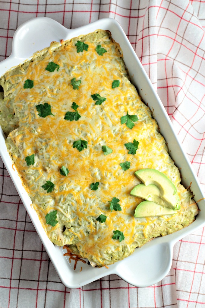 Skinny Beef Enchiladas with Creamy Avocado Sauce is a great low calorie and lowfat version of this classic Mexican dish. Easy, nutritious, and delicious!