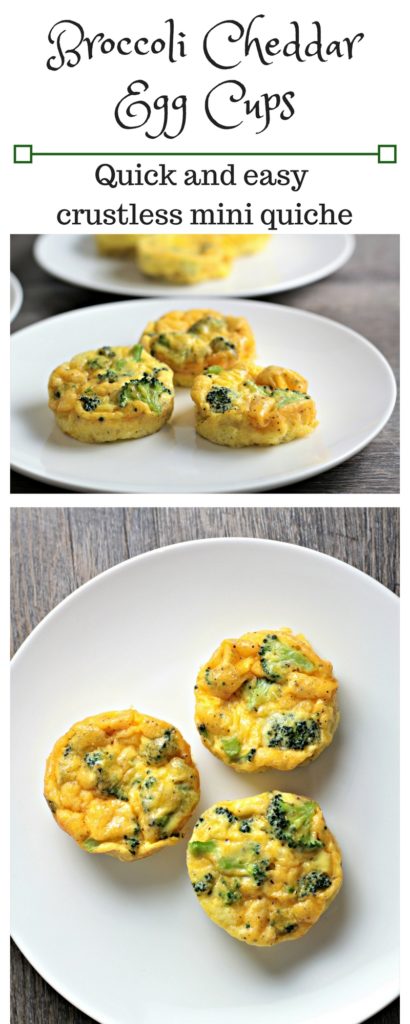 Broccoli Cheddar Egg Cups combine broccoli, cheese, eggs, salt, pepper, and a splash of milk to make an easy breakfast, brunch, lunch, or even dinner! 