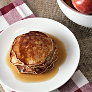 Apple Cinnamon Pancakes features pancake batter with the addition of brown sugar, cinnamon and apples. A great way to add fiber to your pancakes!