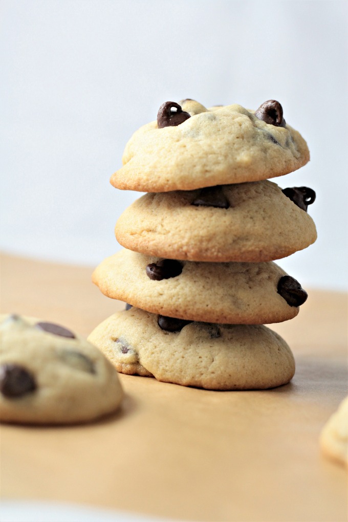 Perfect Chocolate Chip Cookies are fluffy and cake-like. I was inspired to change the traditional chewy cookies into cake-y cookies that are so delicious!