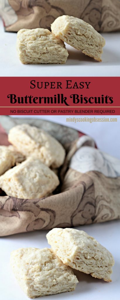 Super Easy Buttermilk Biscuits combine flour, buttermilk, grated butter, sugar, baking powder, baking soda and salt. Brush with milk and bake to perfection!