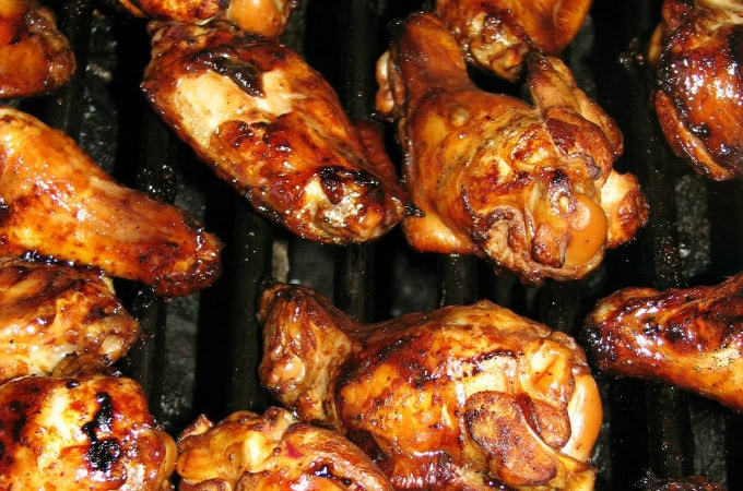 35 Amazing Grilled Chicken Recipes has grilled chicken in the form of kabobs, salads, sandwiches, wings, thighs, breasts, and even a mashed potato bowl.