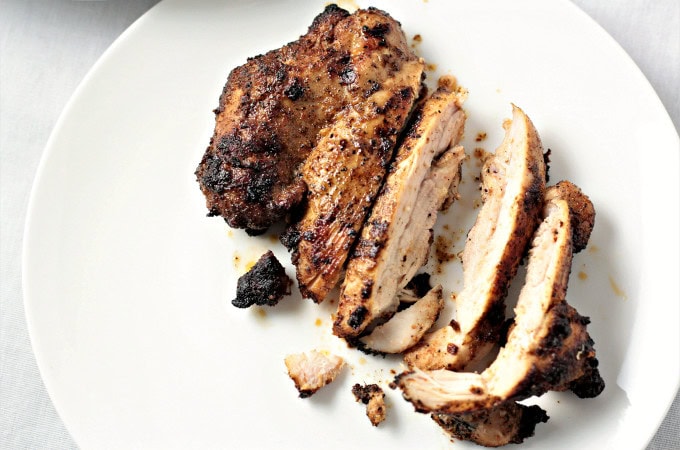 35 Amazing Grilled Chicken Recipes has grilled chicken in the form of kabobs, salads, sandwiches, wings, thighs, breasts, and even a mashed potato bowl.