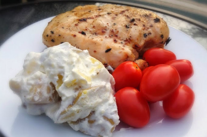 35 Amazing Grilled Chicken Recipes has grilled chicken in the form of kabobs, salads, sandwiches, wings, thighs, breasts, and even a mashed potato bowl.