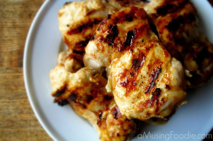 35 Amazing Grilled Chicken Recipes has grilled chicken in the form of kabobs, salads, sandwiches, wings, thighs, breasts, and even a mashed potato bowl.