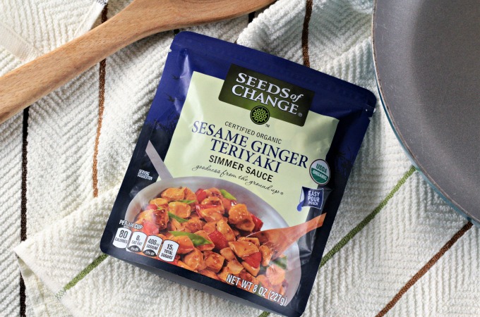 Sesame Ginger Teriyaki Shrimp Stir Fry combines fresh vegetables with shrimp, and Organic Seeds of Change Simmering Sauce for a delicious, quick, easy meal.