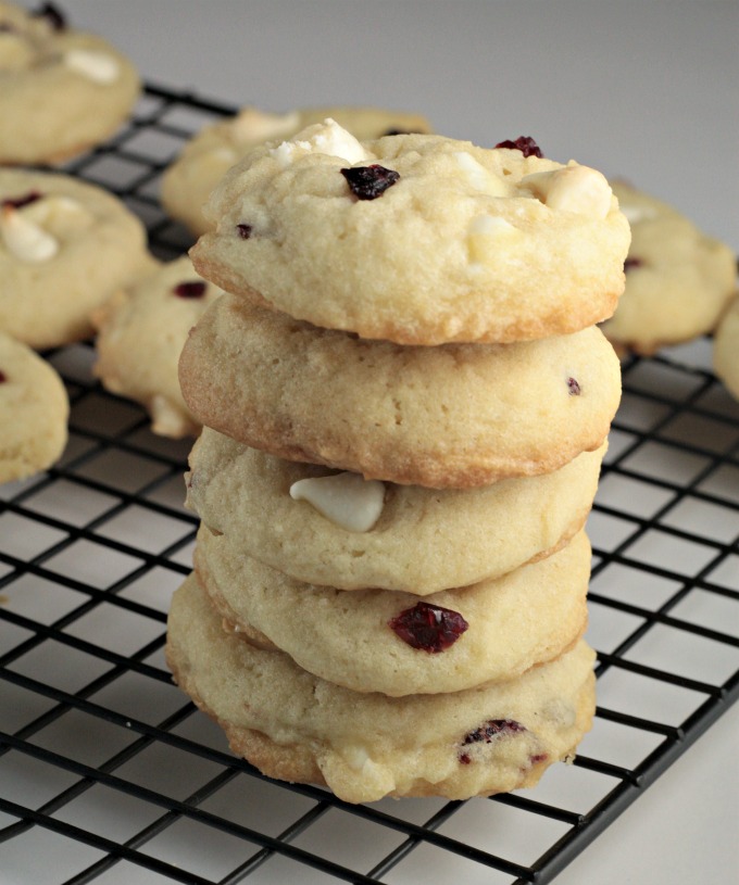 White Chocolate Chip Craisin Cookies feature sugar cookie dough with creamy white chocolate chipsand tart, sweet craisins. A delicious and satisfying treat!