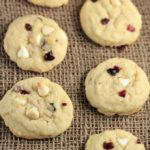 White Chocolate Chip Craisin Cookies feature sugar cookie dough with creamy white chocolate chipsand tart, sweet craisins. A delicious and satisfying treat!