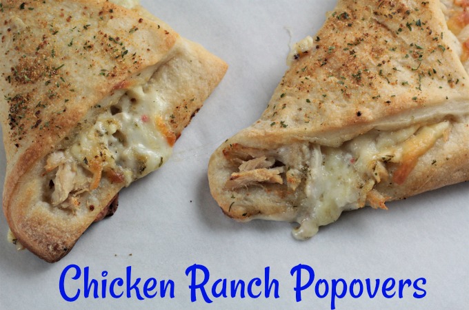 Chicken Ranch Popovers feature leftover or rotisserie chicken, cheese, ranch dressing and McCormick Garlic Ranch seasoning baked in a pizza dough turnover.