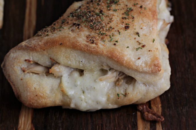 Chicken Ranch Popovers feature leftover or rotisserie chicken, cheese, ranch dressing and McCormick Garlic Ranch seasoning baked in a pizza dough turnover.