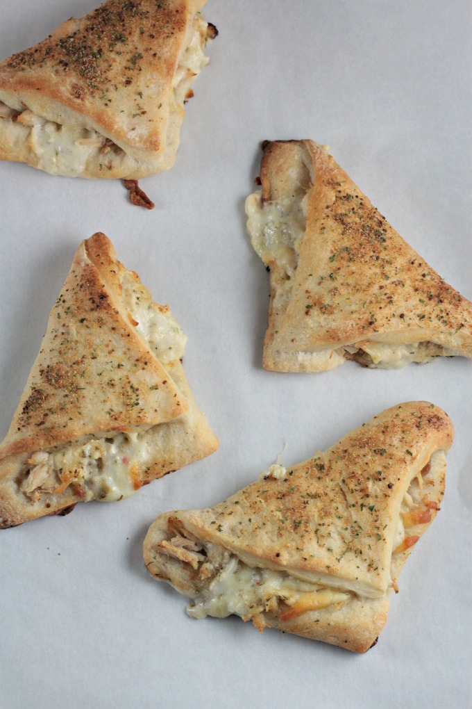 Chicken Ranch Popovers feature leftover or rotisserie chicken, cheese, ranch dressing and McCormick Garlic Ranch seasoning baked in a pizza dough turnover.