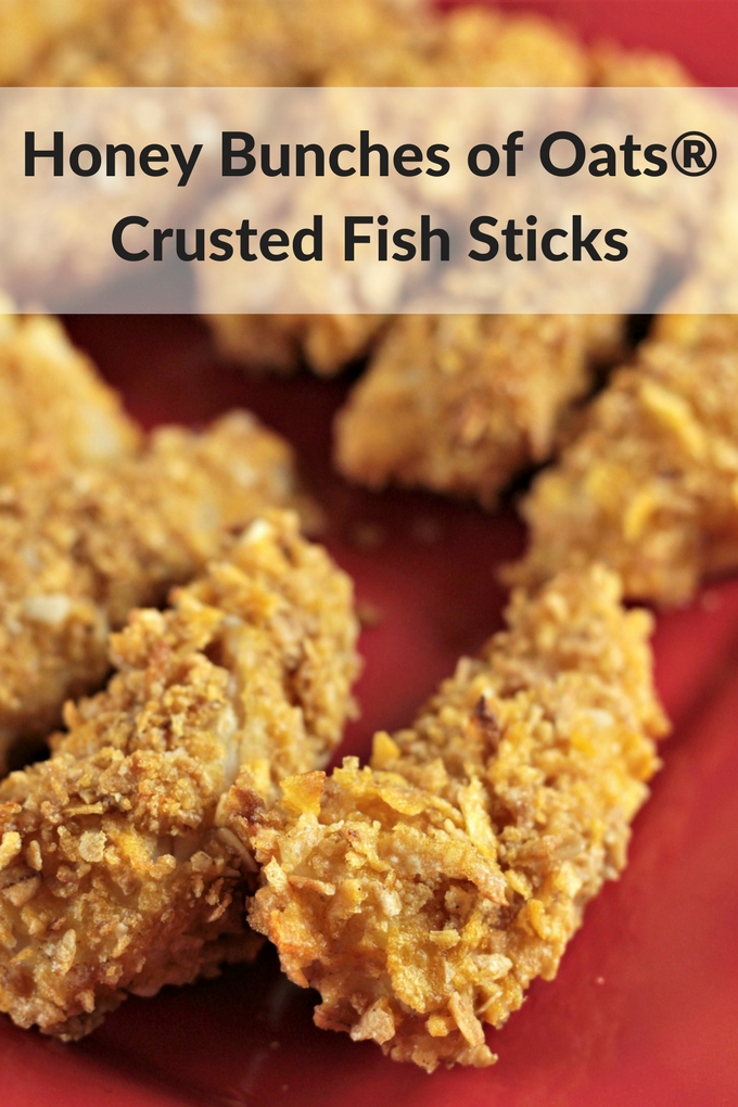 Honey Bunches of Oats® Crusted Fish Sticks only use 4 ingredients; Honey Bunches of Oats with Almonds, cod, flour, and egg. Healthy homemade fish sticks.