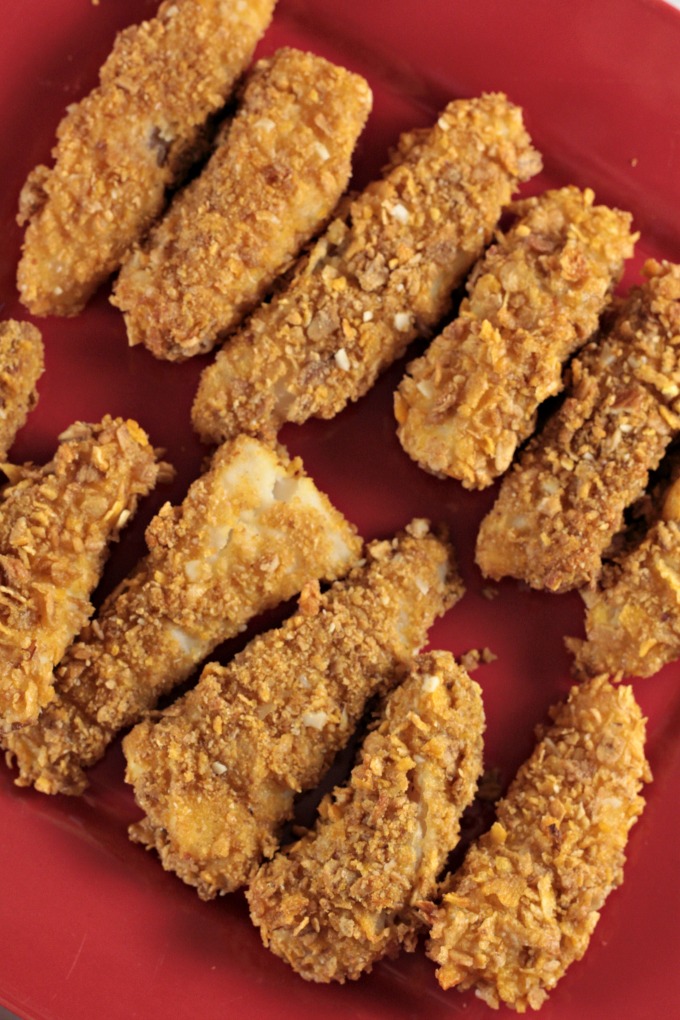 Honey Bunches of Oats® Crusted Fish Sticks only use 4 ingredients; Honey Bunches of Oats with Almonds, cod, flour, and egg. Healthy homemade fish sticks.