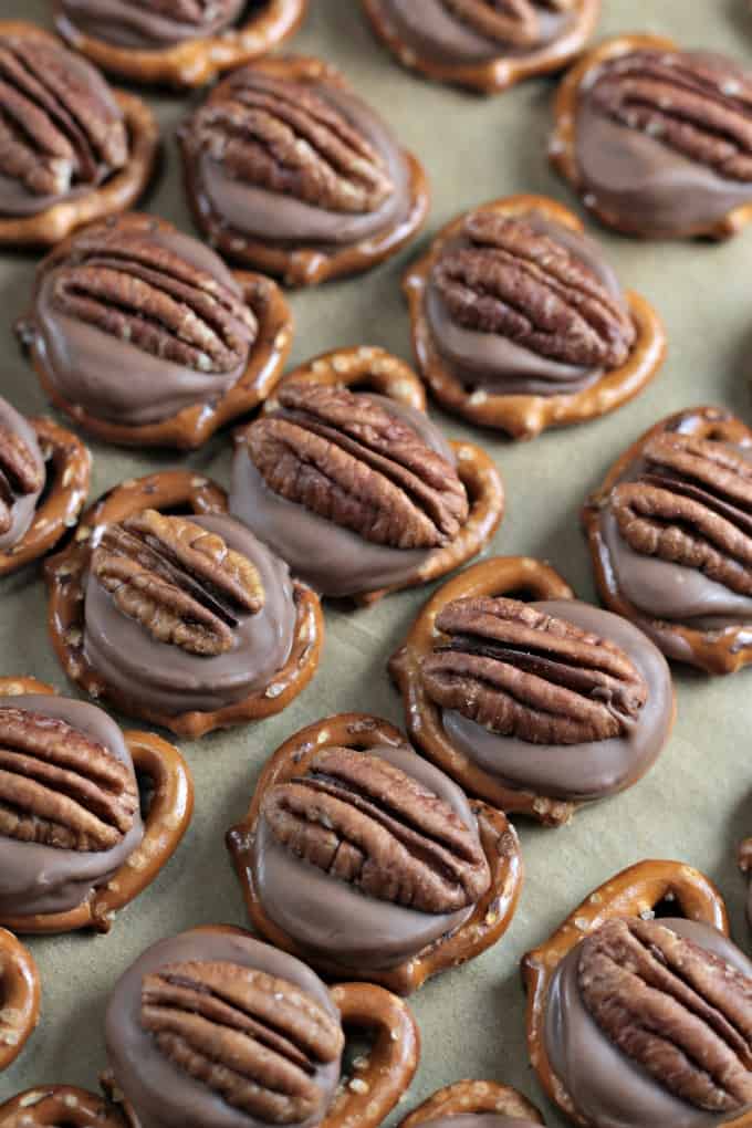 You can whip up a large batch of Rolo Pretzel Turtle Bites in just a few minutes. All you need are small pretzels, Rolo candy and pecans. This three ingredient snack would be great for parties, sleep-overs, watching the big game or for a delicious on the go snack.