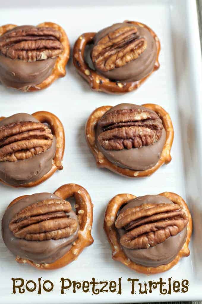 You can whip up a large batch of Rolo Pretzel Turtle Bites in just a few minutes. All you need are small pretzels, Rolo candy and pecans. This three ingredient snack would be great for parties, sleep-overs, watching the big game or for a delicious on the go snack.