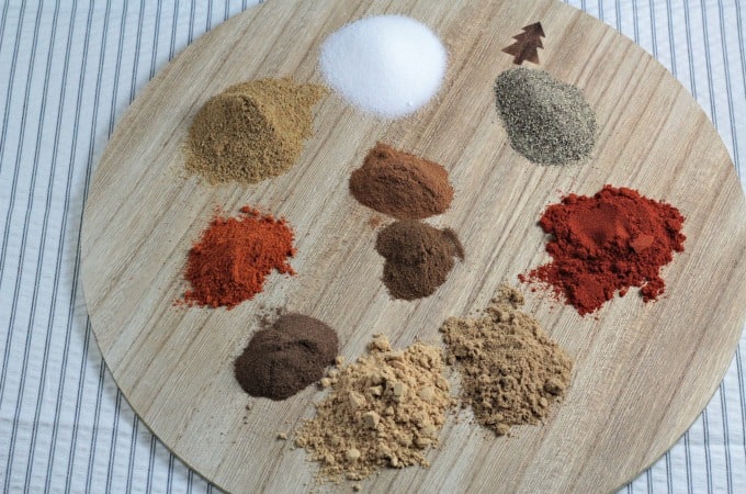 Moroccan Spice Blend is a mixture of ground ginger, paprika, cumin, cinnamon, coriander, cayenne pepper, allspice, cloves, salt and black pepper. This spice blend is much like Ras El Hanout. It is pungent and warm and is fabulous and can be used for rubs, marinades, or to season stews and tajines.