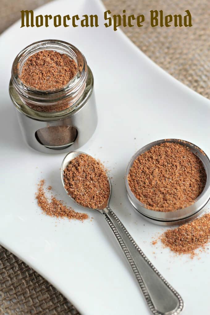 Moroccan Spice Blend is a mixture of ground ginger, paprika, cumin, cinnamon, coriander, cayenne pepper, allspice, cloves, salt and black pepper. This spice blend is much like Ras El Hanout. It is pungent and warm and is fabulous and can be used for rubs, marinades, or to season stews and tajines.