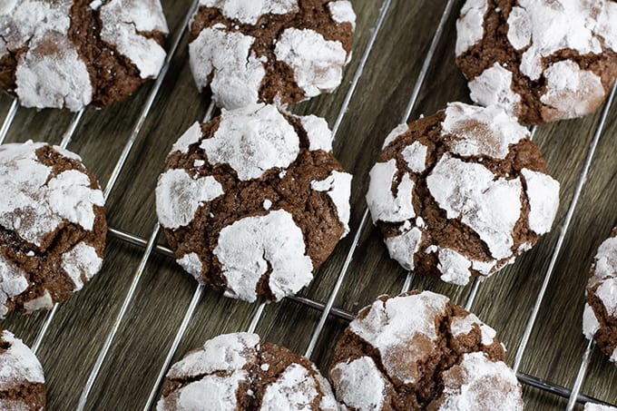 Chocolate Crinkle Cookies have a brownie like texture, are made with cocoa powder and powdered sugar. They look very impressive and are so easy to make!