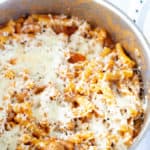 Stovetop Italian Pork Ziti only requires 7 ingredients, one pan and can be on the table in about 30 minutes. Jar sauce and marinated pork make this fast!