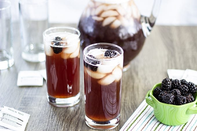 Blackberry Sweet Iced Tea is a refreshing summer time beverage featuring black tea, fresh blackberries, sugar, and a little baking soda.