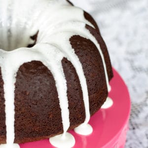 Chocolate Bundt Cake is made like a traditional bundt cake but I use cottage cheese to replace some of the butter making this cake slightly better for you.