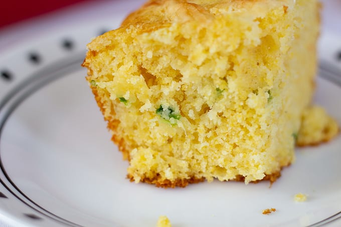 Jalapeno Pepper Jack Cornbread is a spicy treat made with boxed corn muffin mix and yellow cake mix along with jalapenos and pepper jack cheese! 