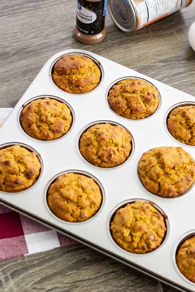 Pumpkin Oat Muffins feature classic pantry items with the addition of canned pumpkin, cinnamon and pumpkin pie spice. The perfect breakfast or snack.