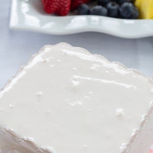 Heavenly Party Fruit Dip combines just 3 ingredients, Greek yogurt, cream cheese, and marshmallow cream to make this tasty dip that is perfect for fruit.